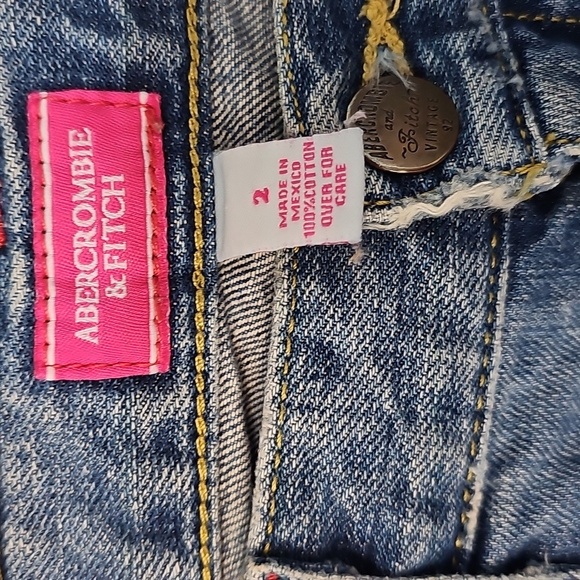 VTG Abercrombie & Fitch Pink Label Distressed Grunge Biker 5-pocket Jeans Sz:2 - Picture 3 of 12